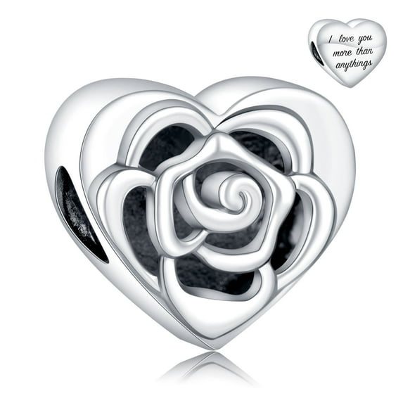 925 Sterling Silver Charm Women Bracelets Necklace 3D Rose Flower Love Heart Charm Women Bracelet Charm