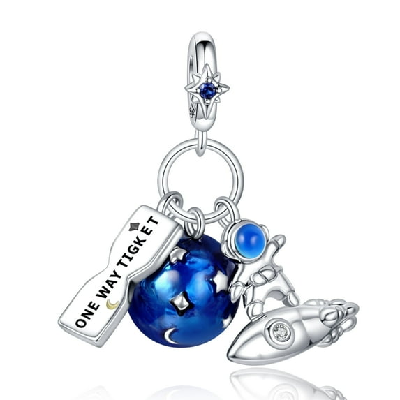 925 Sterling Silver Charm Women Bracelets Necklace Astronaut Planet Pendant Charm Women Bracelet Charm