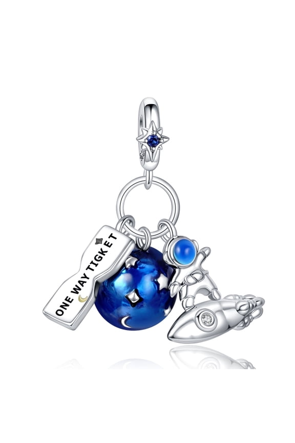 925 Sterling Silver Charm Women Bracelets Necklace Astronaut Planet Pendant Charm Women Bracelet Charm
