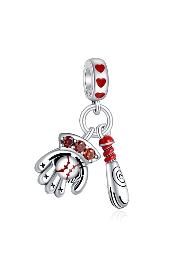 925 Sterling Silver Charm Women Bracelets Necklace Baseball Glove Bat Heart Pendant Charm Women Bracelet Charm