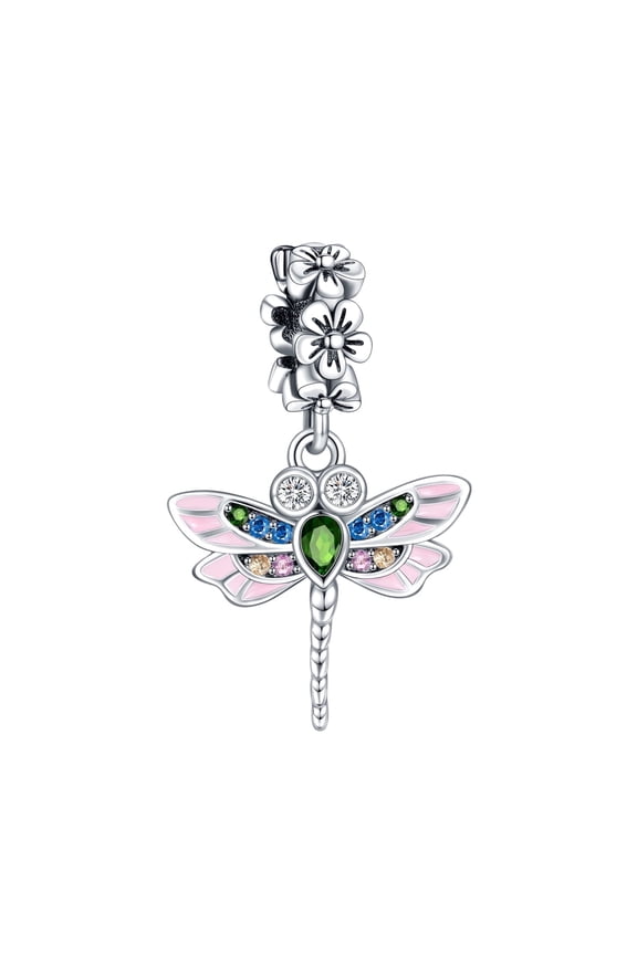 925 Sterling Silver Charm Women Bracelets Necklace Color Dragonfly Dangle Charms Women Bracelet Charm