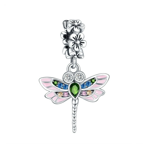 925 Sterling Silver Charm Women Bracelets Necklace Color Dragonfly Dangle Charms Women Bracelet Charm