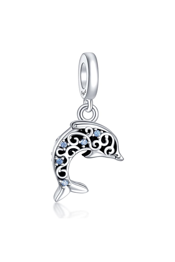 925 Sterling Silver Charm Women Bracelets Necklace Ocean Dolphin Charm Pendant Charm Women Bracelet Charm