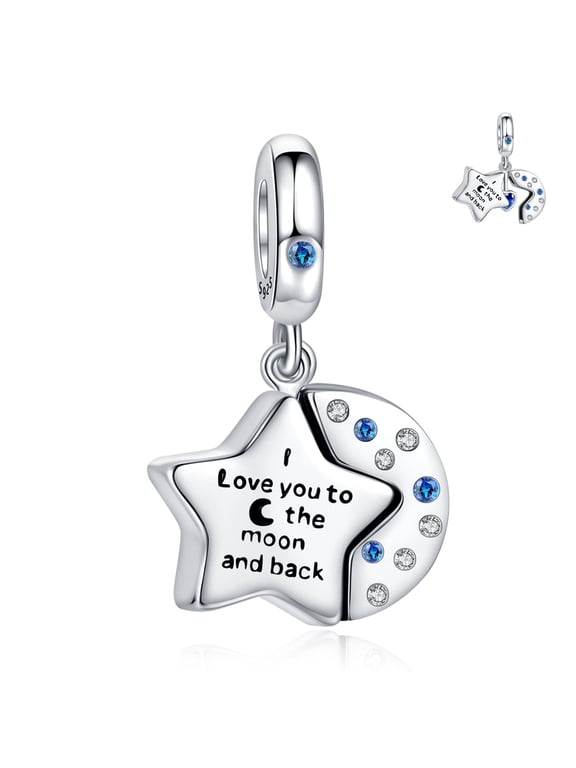 925 Sterling Silver Charm Women Bracelets Necklace Stars & Moon Dangle Love Charm Pendant Women Bracelet Charm