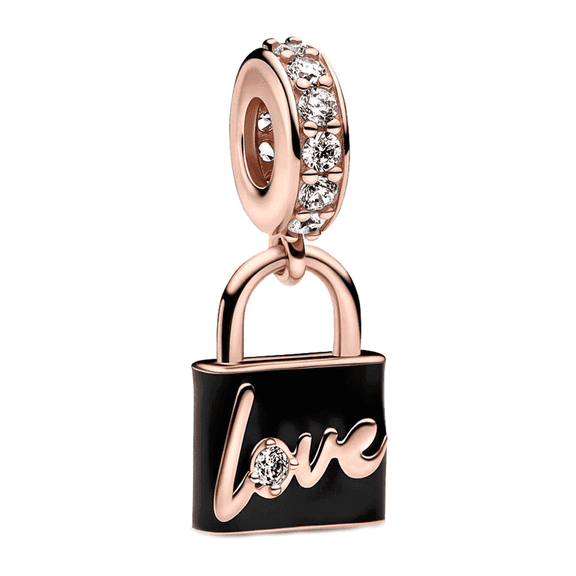 ROSIANNA Sterling Silver Padlock Clear Created Charm