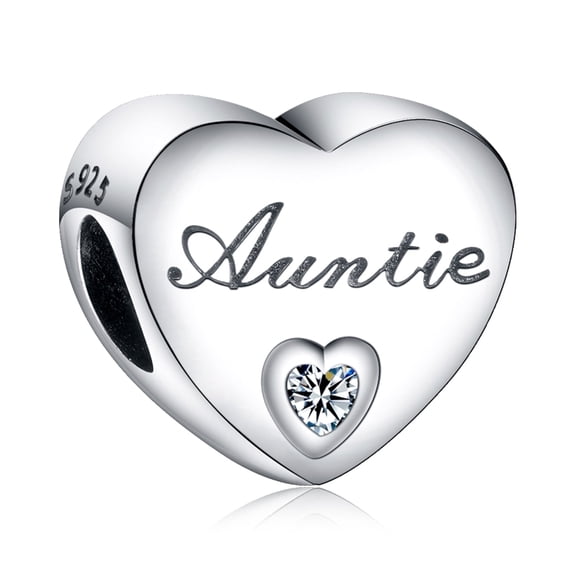 ROSIANNA 925 Sterling Silver Charm for Bracelets Auntie's Love Heart Charms Women Bracelet Charm