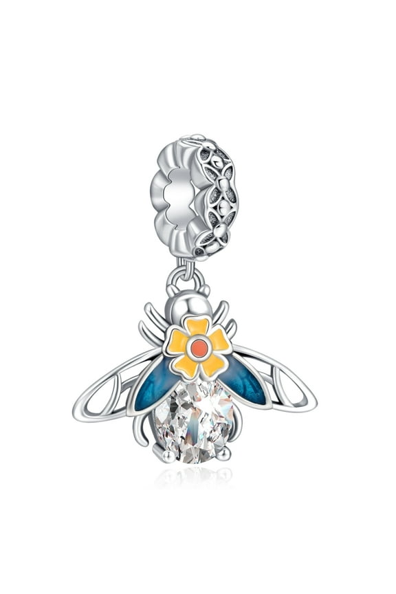925 Sterling Silver Charm for Bracelets Bee Flower Dangle Charms Women Bracelet Charm Gift