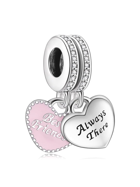 925 Sterling Silver Charm for Bracelets Best Friends Double Pieces Dangle Charms Women Bracelet Charm