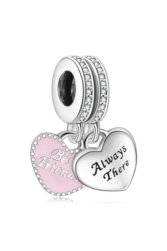 925 Sterling Silver Charm for Bracelets Best Friends Double Pieces Dangle Charms Women Bracelet Charm