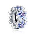 thumbnail image 1 of ROSIANNA 925 Sterling Silver Charm for Bracelets Blue Pansy Flower Spacer Charms Women Bracelet Spacer Charms, 1 of 7