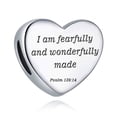 thumbnail image 1 of ROSIANNA 925 Sterling Silver Charm for Bracelets Christian Bible Qutoes Heart Charm Women Bracelet Charm, Psalm 139:14, 1 of 4