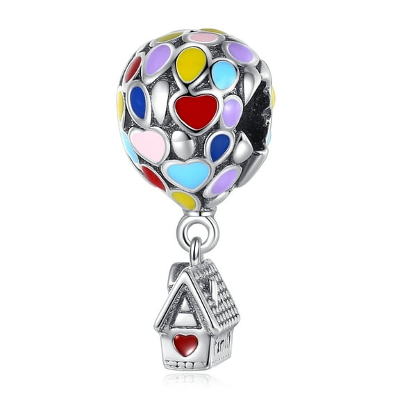 925 Sterling Silver Charm for Bracelets Colorful Hot Air Balloon Up House Dangle Charms Women Bracelet Charm