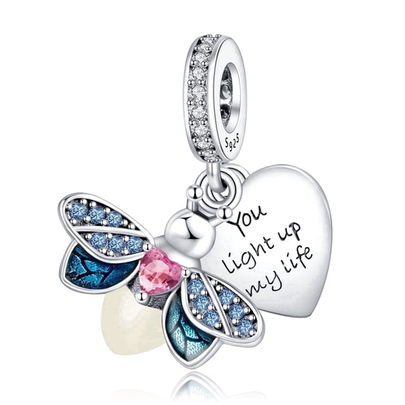ROSIANNA 925 Sterling Silver Charm for Bracelets Women Firefly Glow-At-Night Dangle Charms Women Bracelet Charm