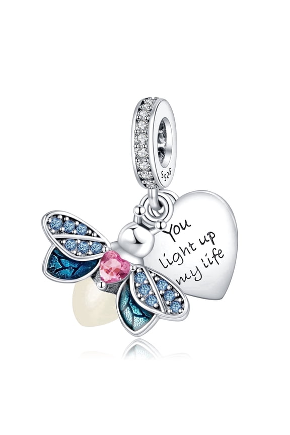 925 Sterling Silver Charm for Bracelets Women Firefly Glow-At-Night Dangle Charms Women Bracelet Charm