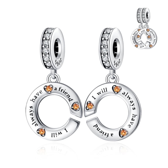 ROSIANNA 925 Sterling Silver Charm for Bracelets Friendship Together Dangle Charms Women Bracelet Charm
