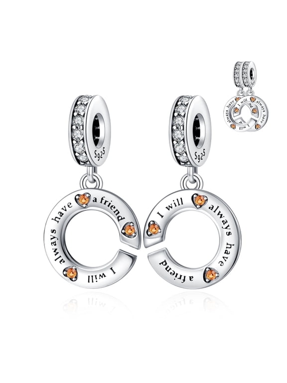 925 Sterling Silver Charm for Bracelets Friendship Together Dangle Charms Women Bracelet Charm