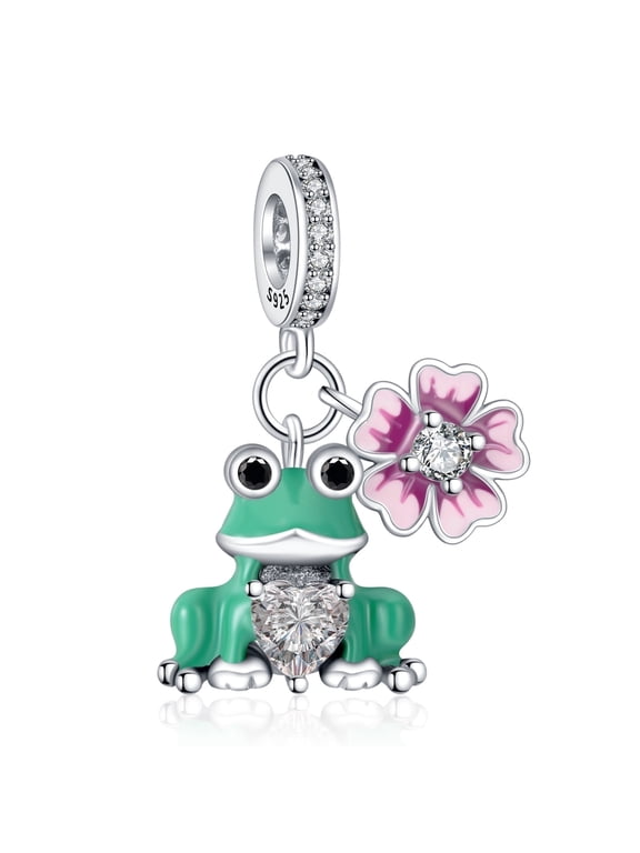 925 Sterling Silver Charm for Bracelets Frog Flower Dangle Pendant Charms Women Girl Bracelet Charm Gifts
