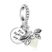 925 Sterling Silver Charm for Bracelets Glowing-At-Night Firefly Dangle Charms Women Bracelet Charm