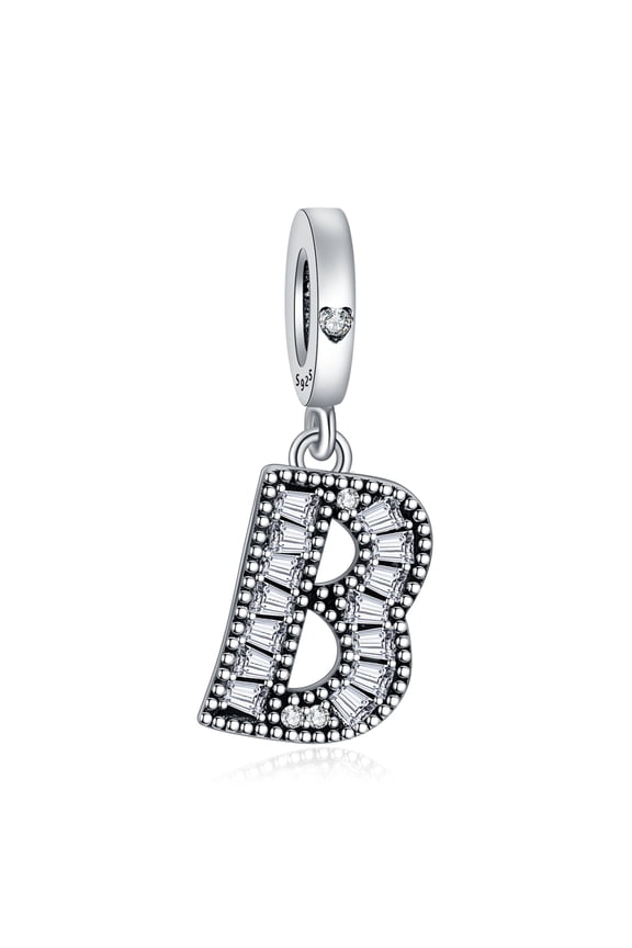 925 Sterling Silver Charm for Bracelets Letter B Pendant Name Initial Aphabets Birthday Charm Women Bracelet Charm