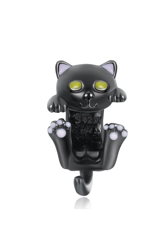 925 Sterling Silver Charm for Bracelets Lucky Black Cat Charms Women Bracelet Charm