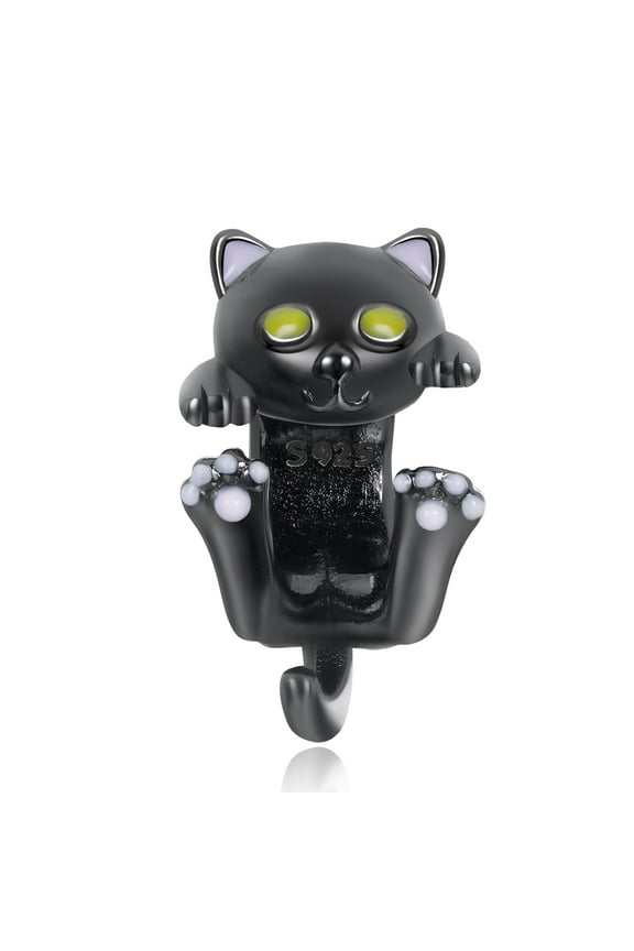 925 Sterling Silver Charm for Bracelets Lucky Black Cat Charms Women Bracelet Charm