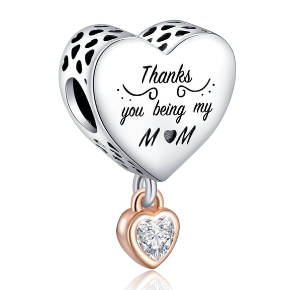 ROSIANNA 925 Sterling Silver Charm for Bracelets Thanks to Mother Dangle Charms Women Bracelet Charm