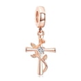 thumbnail image 1 of 925 Sterling Silver Charm for Bracelets Rose Flower Cross Dangle Charms Women Bracelet Charm, 1 of 4