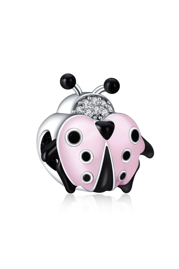 925 Sterling Silver Charm for Bracelets Pink Ladybug Bead Charms Women Girl Bracelet Charm Gift