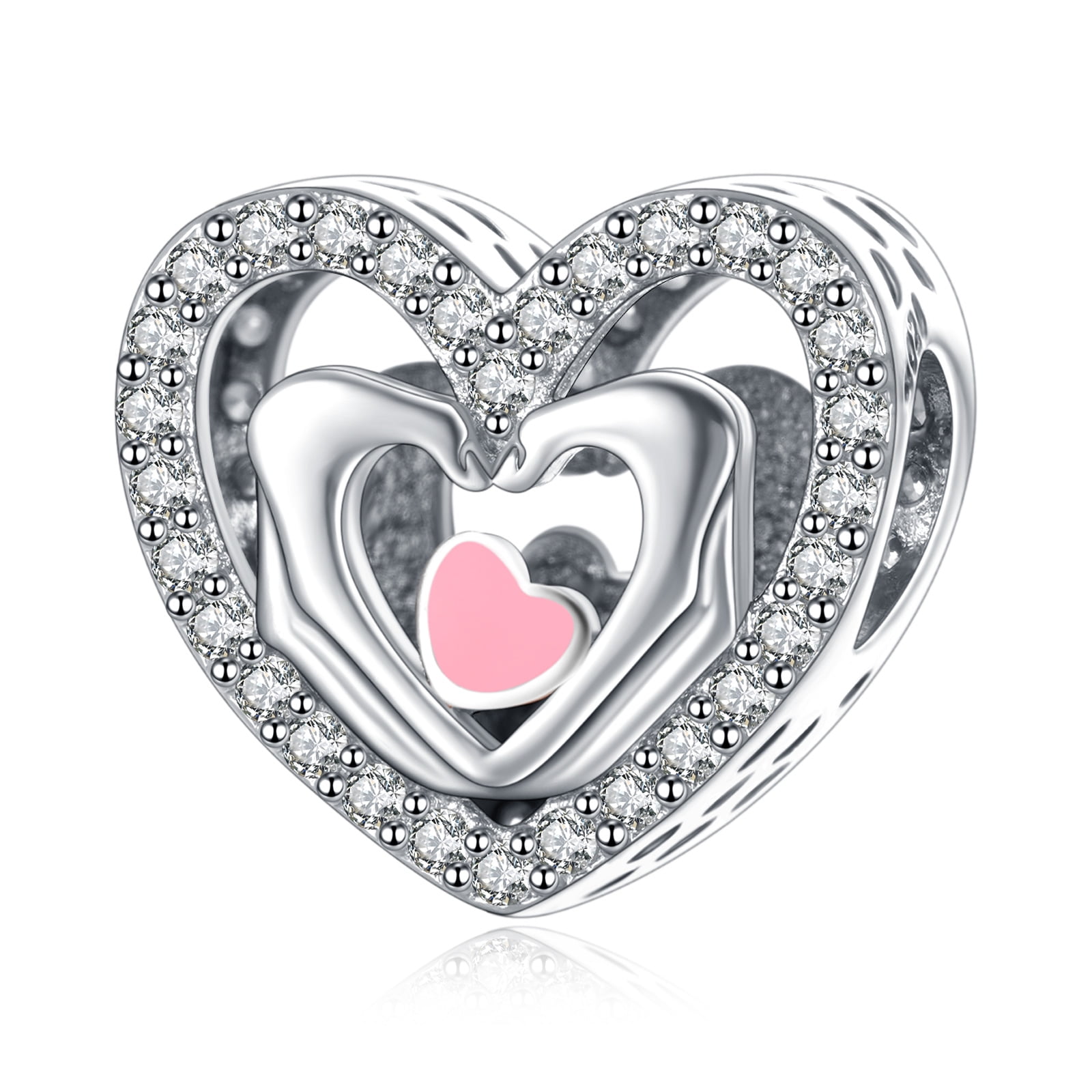 925 Sterling Silver Charm for Bracelets Pink Promise Jordan Ubuy