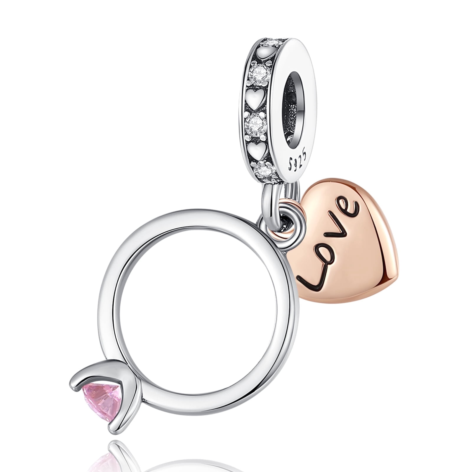 925 Sterling Silver Charm for Bracelets Promise Ring Love Dangle Charms ...