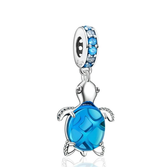 ROSIANNA 925 Sterling Silver Charm for Bracelets Sea Blue Turtle Dangle Bead Charms Women Bracelet Charm