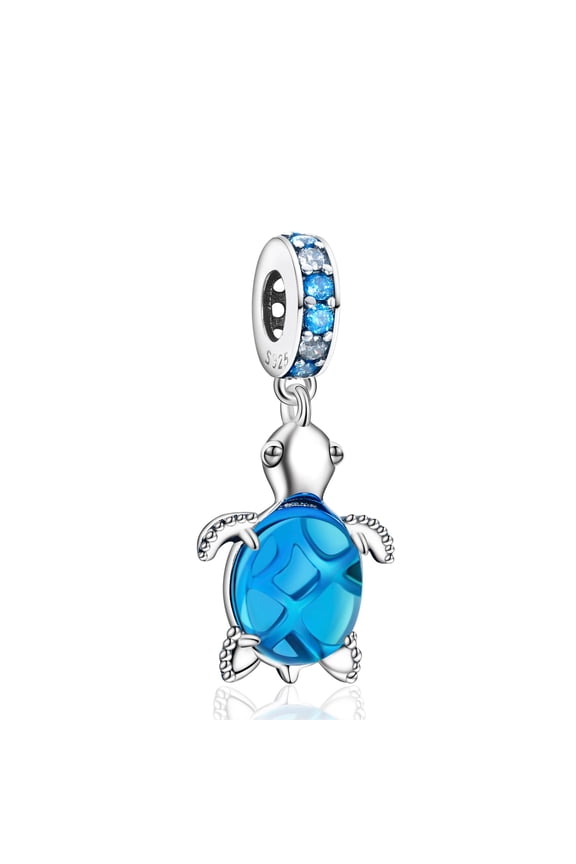 925 Sterling Silver Charm for Bracelets Sea Blue Turtle Dangle Bead Charms Women Bracelet Charm