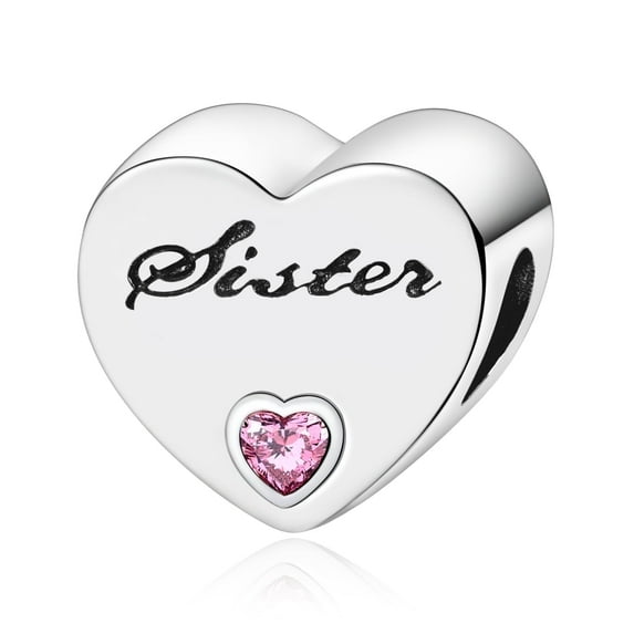 ROSIANNA 925 Sterling Silver Charm for Bracelets Sister's Love Heart Charms Women Bracelet Charm