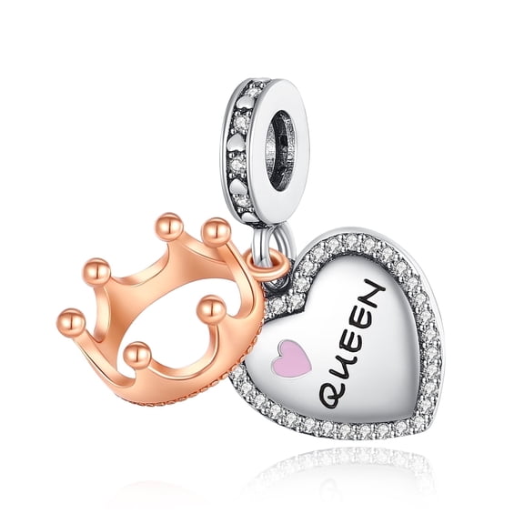 ROSIANNA925 Sterling Silver Charm for Bracelets Two Tone Queen Dangle Charms Women Bracelet Charm