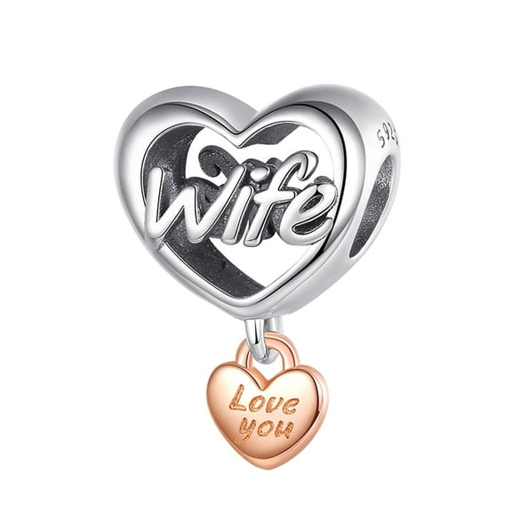 925 Sterling Silver Charm for Bracelets Two Tone Thanks to Mom Dangle Charms Women Bracelet Charm