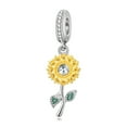 thumbnail image 1 of 925 Sterling Silver Charm for Bracelets Women Silver Sunflower Dangle Charm Necklace Pendant Gifts, 1 of 5