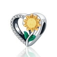 thumbnail image 1 of 925 Sterling Silver Charm for Bracelets Women Silver Sunflower Heart Charm Necklace Pendant Gifts, 1 of 1