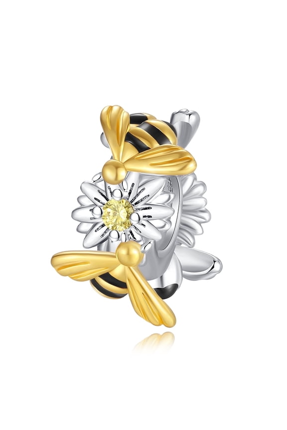 925 Sterling Silver Charm for Bracelets Bee & Flower Spacer Charms Women Bracelet Charm