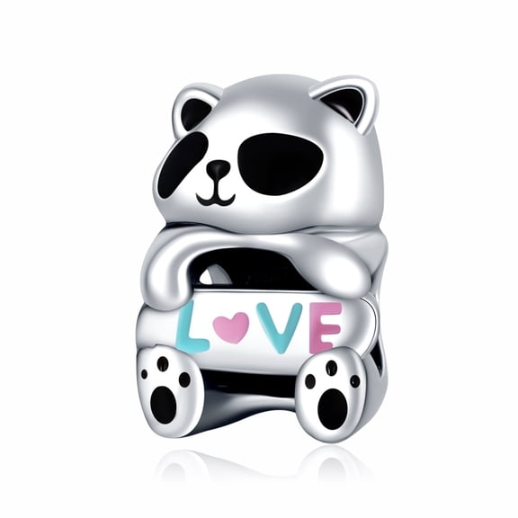 ROSIANNA 925 Sterling Silver Charm for Bracelets Cartoon Panda Doll Love Only Charm Women Bracelet Charm