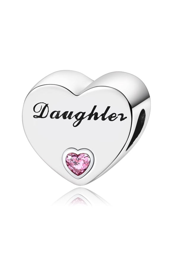 925 Sterling Silver Charm for Bracelets Daughter's Love Heart Charm Women Bracelet Charm