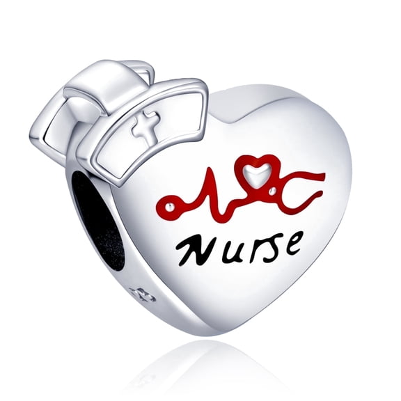 ROSIANNA 925 Sterling Silver Charm for Bracelets Doctor Nurse Cap Clips Bead Charm Women Bracelet Charm