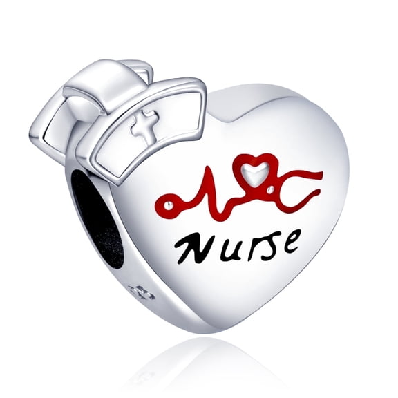 ROSIANNA 925 Sterling Silver Charm for Bracelets Doctor Nurse Cap Clips Bead Charm Women Bracelet Charm
