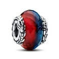 thumbnail image 1 of 925 Sterling Silver Charm for Bracelets Dragon Icon Dual Murano Glass Women Bracelet Charm, 1 of 5
