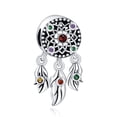 thumbnail image 1 of 925 Sterling Silver Charm for Bracelets Feather Dreamcather Dangle Charm Women Bracelet Charm, 1 of 6