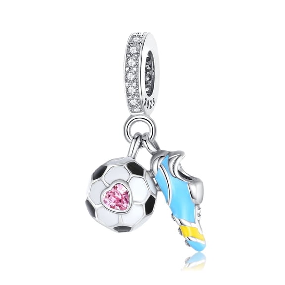 925 Sterling Silver Charm for Bracelets Football Soccer Shoes Charms Women Bracelet Charm