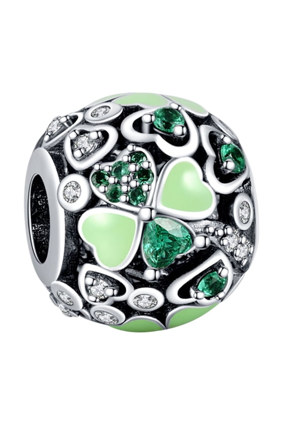 925 Sterling Silver Charm for Bracelets Four Leaf Clover Lucky OpenWork Bead Charm Women Bracelet Charm