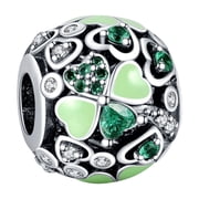 ROSIANNA 925 Sterling Silver Charm for Bracelets Four Leaf Clover Lucky OpenWork Bead Charm Women Bracelet Charm
