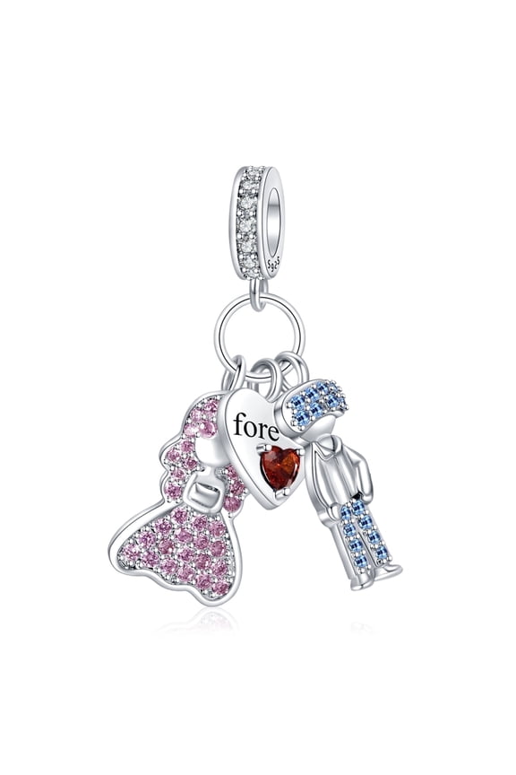 925 Sterling Silver Charm for Bracelets Heart Lovers Pendant Charm Women Bracelet Charm