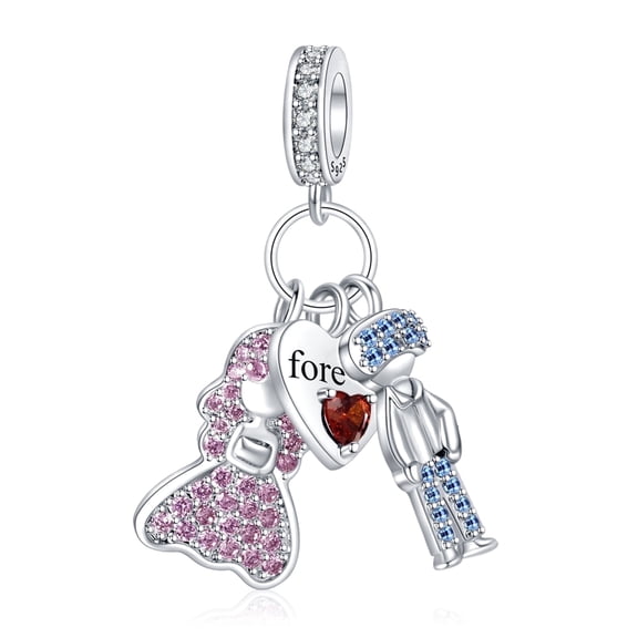 ROSIANNA 925 Sterling Silver Charm for Bracelets Heart Lovers Pendant Charm Women Bracelet Charm