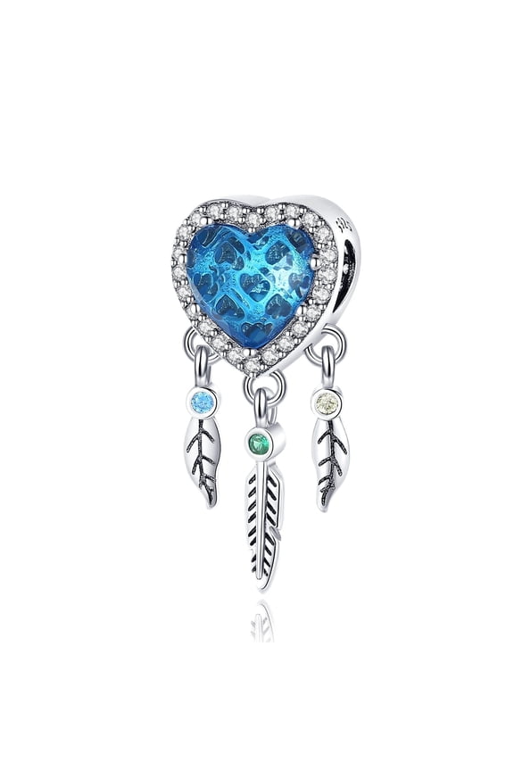 925 Sterling Silver Charm for Bracelets Heart Stone Dreamcatcher Dangle Charms Women Bracelet Charm